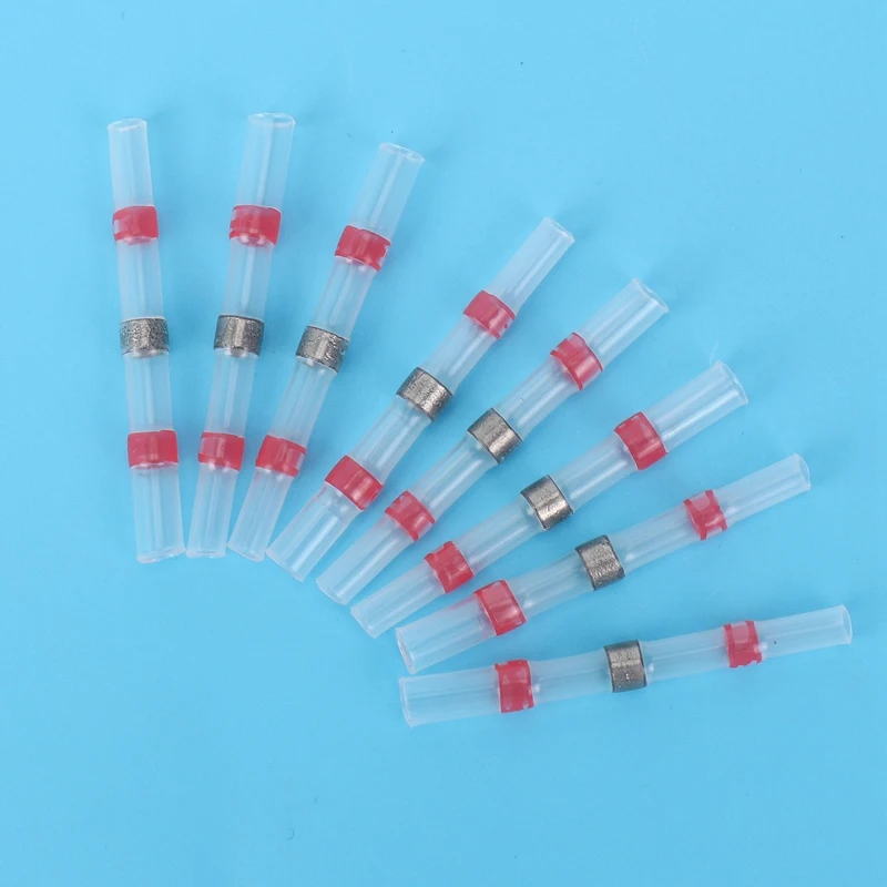 50Pcs Solder Seal Wire Connectors, Heat Shrink Butt Connector Waterproof Insulated Electrical Butt Terminals For Automotive Mari