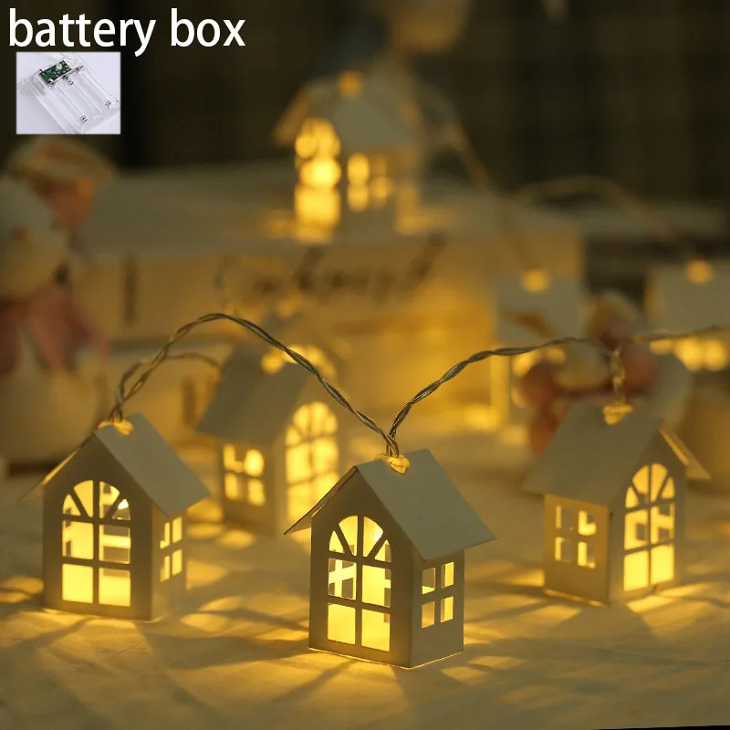 2M 10 lights 2AA 3 метра 20 светодиодный гирлянда деревянный дом струнный светильник декор комнаты струнная лампа Свадебная вечеринка праздник Сказочный светильник s Новинка лампа теплый белый - Испускаемый цвет: 2M 10 lights 2AA
