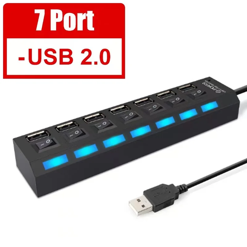 Acessórios com Adaptador de Energia para pc 2.0 com 4 Portas Hub Usb 2.0 ou 7 8 Hub usb 2.0, acessórios com adaptador de