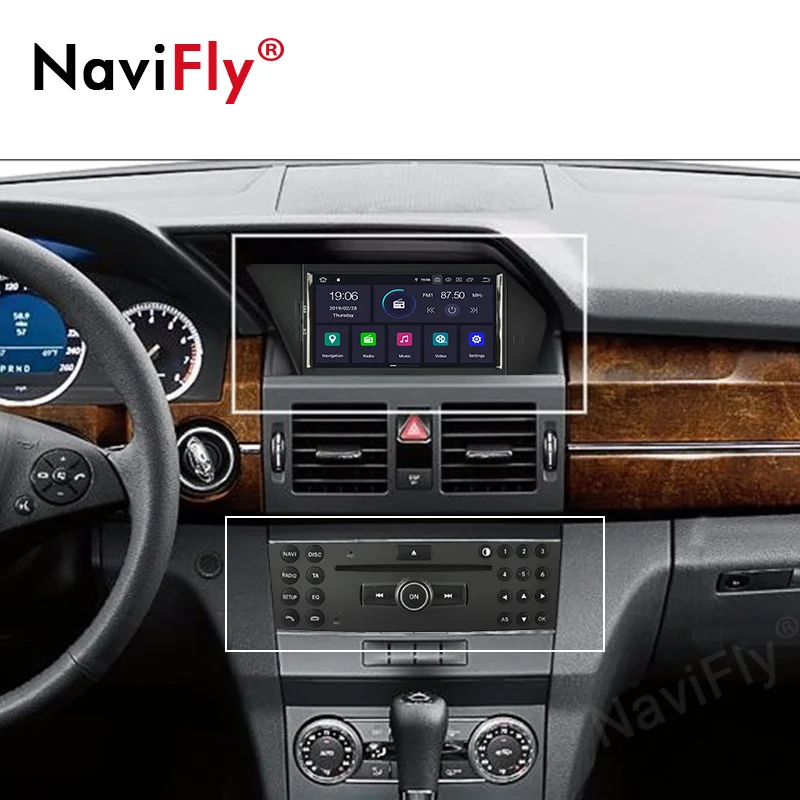 NaviFly, объемом памяти 4 ГБ/2 ГБ Android 9,0 Автомобиль Радио DVD gps для BENZ GLK X204 GLK 300 GLK 350 2008 2009 2010 для автомобиля, dvd мультимедийный плеер