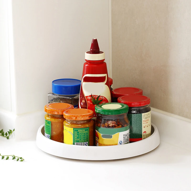 Non-Slip Rotating Storage Tray Fruit Snack Dried Storage Plate Multifunctional Plastic Desktop Organizer For Kitchen Bathroom