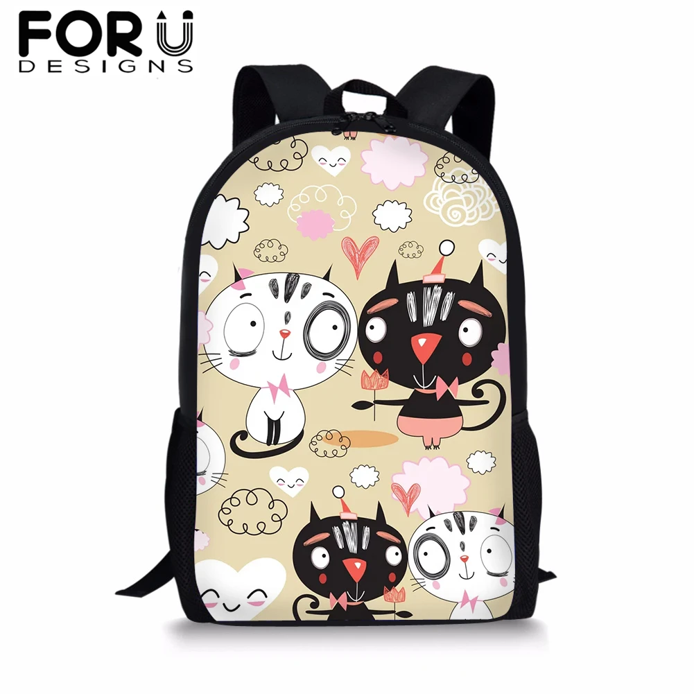 FORUDESIGNS/Сумка для начальной школы, для девочек-подростков; детские школьные рюкзаки кавайный мультипликационный котик рюкзак для мальчиков-подростков 16 дюймов Сумка