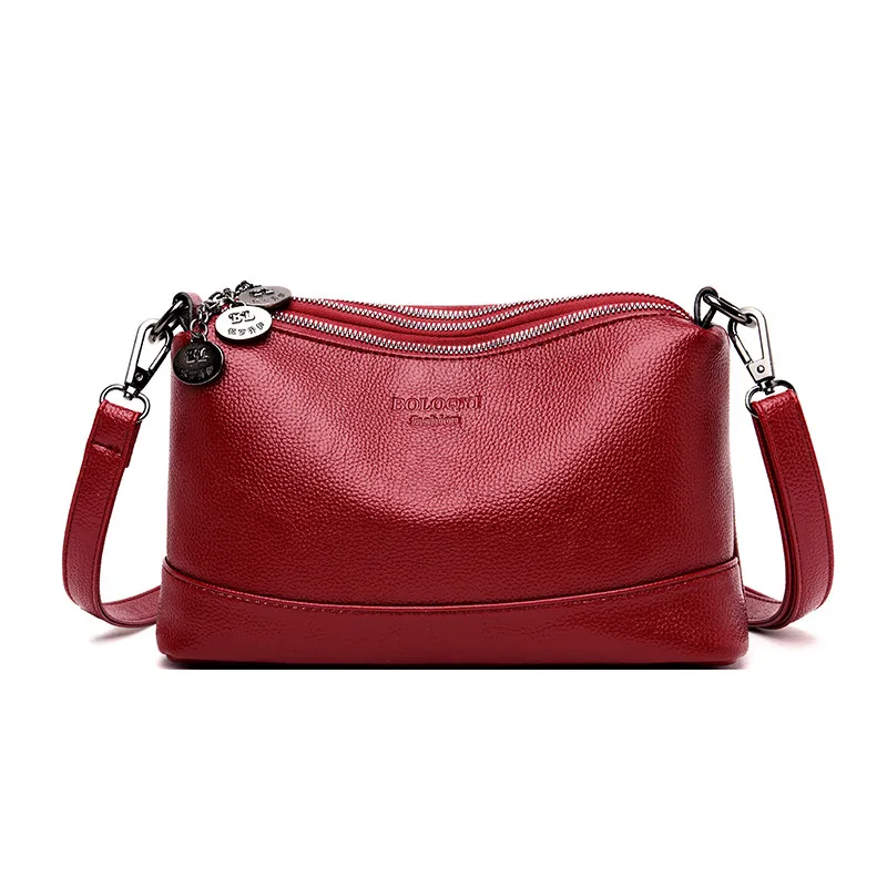 Wine red 3 слоя роскошные сумки женские дизайнерские мягкие кожаные сумочки Femme высококачественные сумки через плечо для женщин Sac a основной - Цвет: Wine red