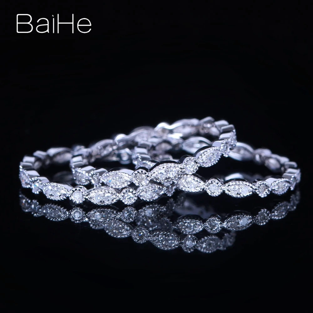 BAIHE Стерлинговое Серебро 925 сертифицировано около 0.72ct(три кольца) натуральные Алмазы обручальные модные ювелирные изделия Подарочное кольцо