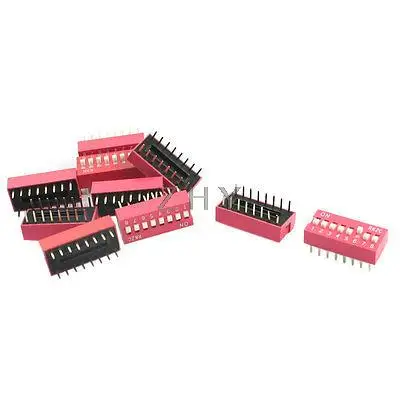 

10Pcs Slide Type 2 Row 16 Pin Terminals 8 Positions DIP Key Switch