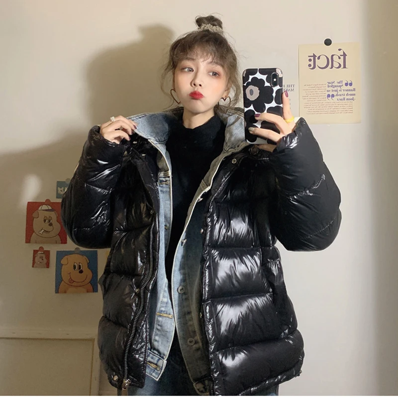 Thicken Cotton-padded Jacket Warm Winter Down Waterproof Coat Women Zipper Parka Glossy Women Cotton Jacket