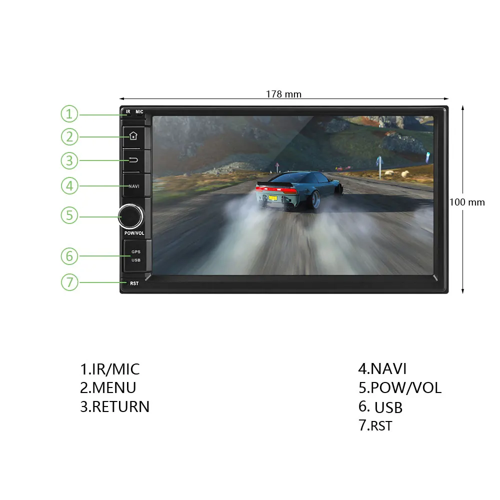 Podofo 2 Din Android 8,1 автомобильный мультимедийный плеер 7 ''сенсорный экран 2din gps Зеркало Ссылка wifi автомобильное радио аудио Bluetooth Авторадио