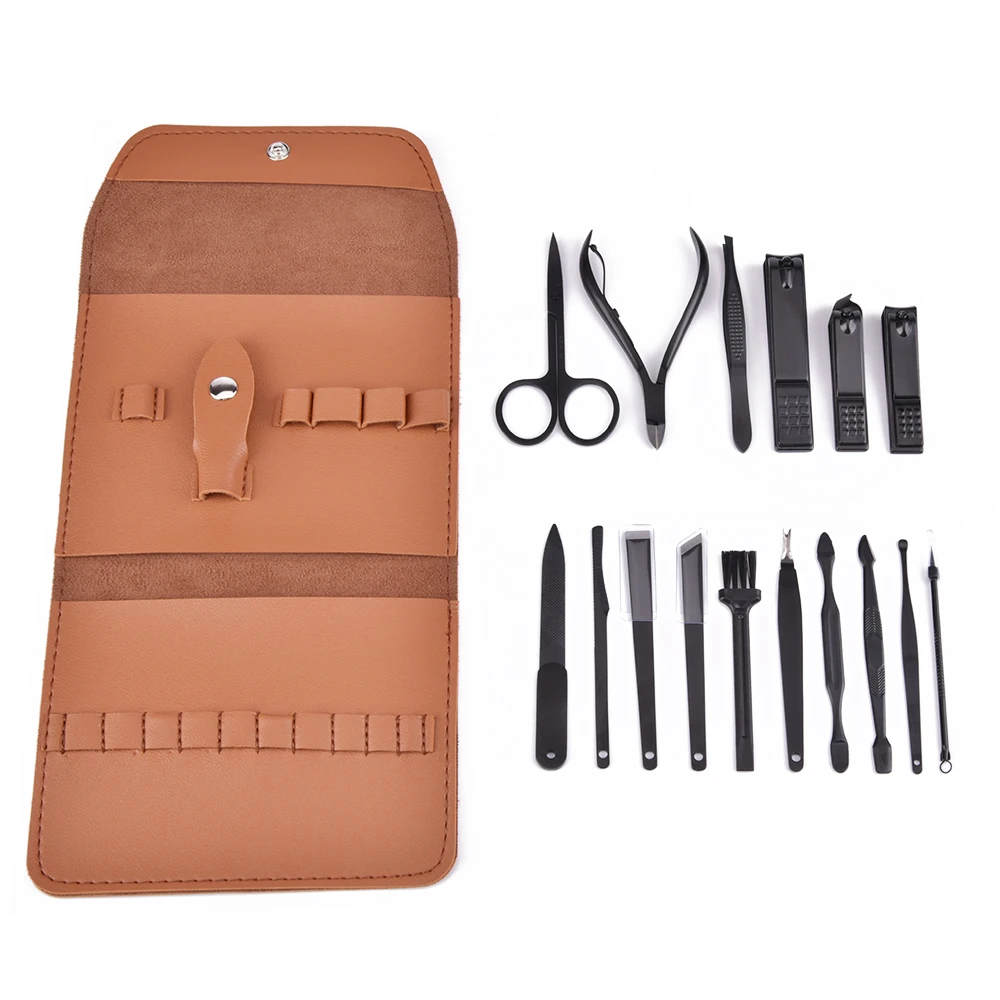 16 шт./компл. Набор для кусачек ногтей кусачки складной мешок из нержавеющей стали