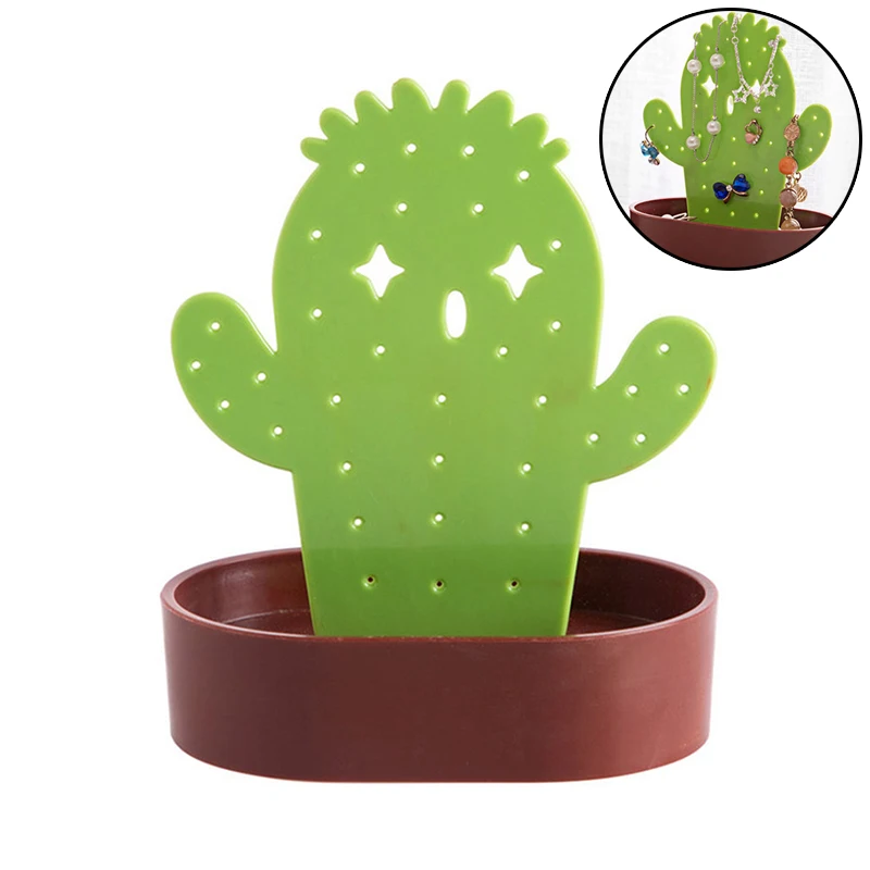 

Creative Necklace Bracelet Earrings Storage Organizer Cactus Shaped Jewelry Display Stand Rack Box House Ornaments Crafts