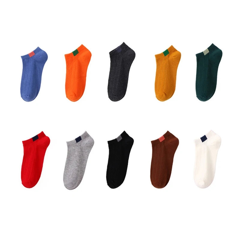 10 пар удобных носков унисекс в полоску из полиэстера; сезон осень-зима; яркие цвета; Харадзюку; короткие носки