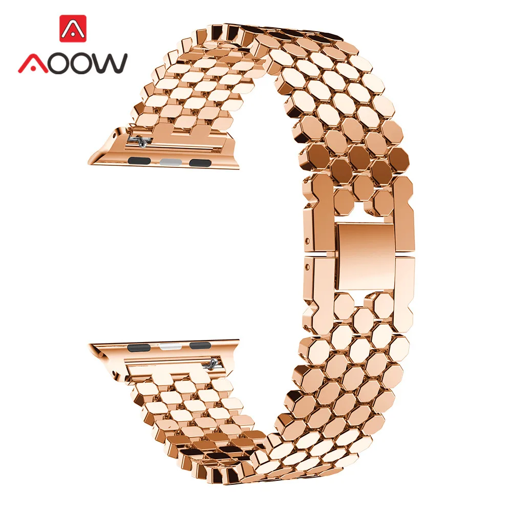 Rose gold Ювелирный ремешок для часов из нержавеющей стали для Apple Watch 4, 5, 38 мм, 42 мм, 40 мм, 44 мм, женский модный браслет, ремешок для iWatch 1, 2, 3 - Цвет ремешка: Rose gold