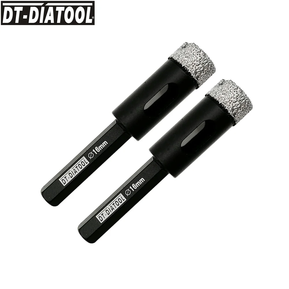 DT-DIATOOL 2pcs Dia16mm Dry Vacuum Brazed Hexagon Shank Diamond Drill Core Bit Granite Marble Hole Saw Ceramic Tile Drilling Bit