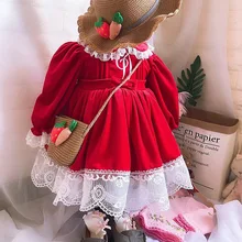 Зимнее испанское платье красное платье для девочек платье принцессы с вышивкой рождественское платье для малышей Детское Эксклюзивное Платье для праздников