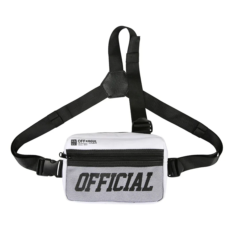White chest bag Новая мужская нагрудная сумка, поясная сумка, модная Светоотражающая нагрудная сумка, функциональная тактическая нагрудная сумка, уличная сумка в стиле хип-хоп, поясная сумка - Цвет: White chest bag