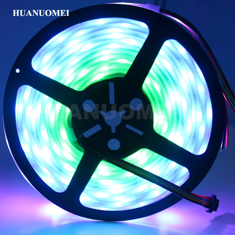 

5M 30LEDs/m HD107S RGB Addressable LED Strip,Similar APA102 IC,5050 SMD Flexible Tape Pixel TV Lamp 5V White PCB Waterproof IP67