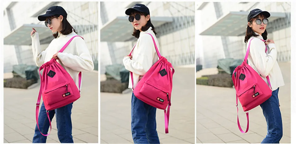 Outdoor Sports Running Large Capacity Drawstring Backpack Men And Women Swimming Fitness Waterproof Soft Back Backpack Gym Bag