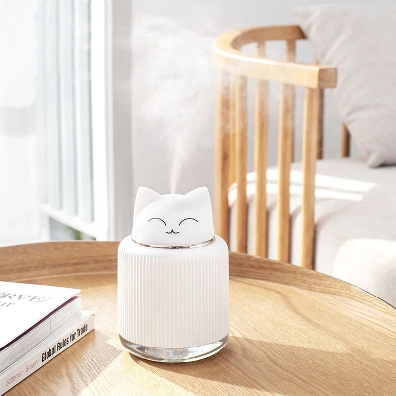 

Mini Air Diffuser Cut Pet Humidifier Portable Aroma Essential Oil Diffuser 300ML Car Air Freshener Fogger with Warm Night Lights