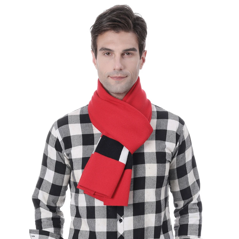 Рождественский подарок мужской шарф на шею Зимние Синие серые черные светлые
