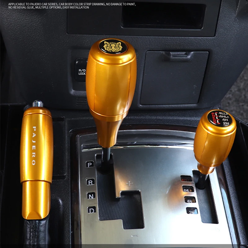 Gear Set For Mitsubishi Pajero V97V93V73V87 Gear Shift Head Alloy Modified Pajero Shift Lever With Peach Wood Grain Handle