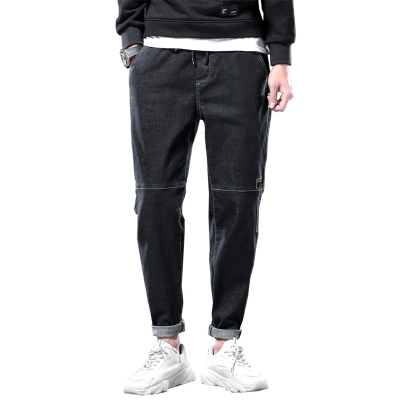 New Mens Jeans Harem pants Denim Wash Casual Business Trousers Men Fashions Pants sim wood streetwear - Цвет: black