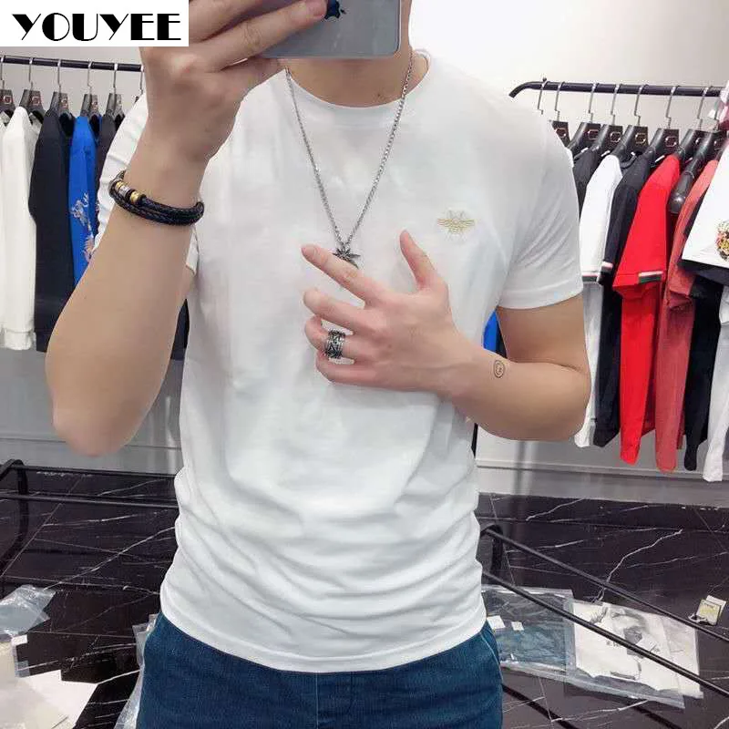 Short Sleeve T-shirt Men's Embroidery Bee 2021 Summer New