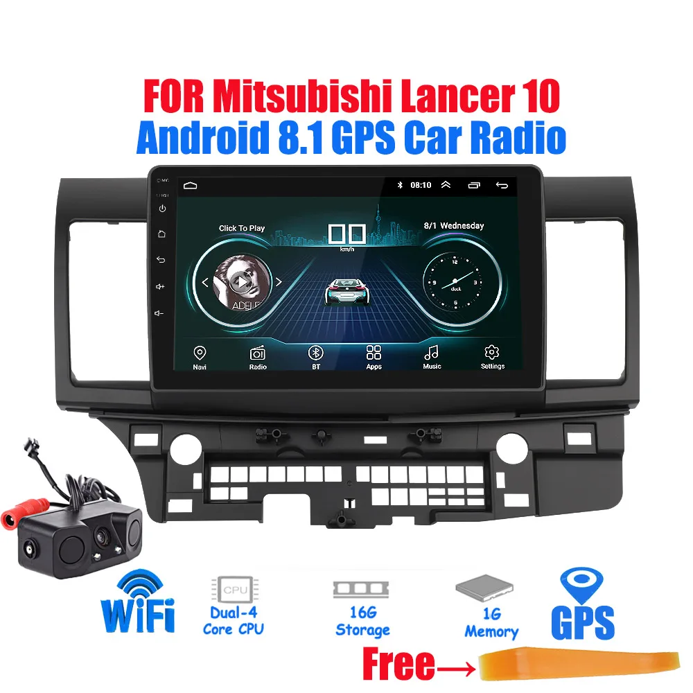 with camera 10," Android 8,1 Автомобильный gps плеер Navi Радио для Mitsubishi Lancer 10 Galant с 1G+ 16G четырехъядерный без dvd радио мультимедиа стерео - Цвет: with camera