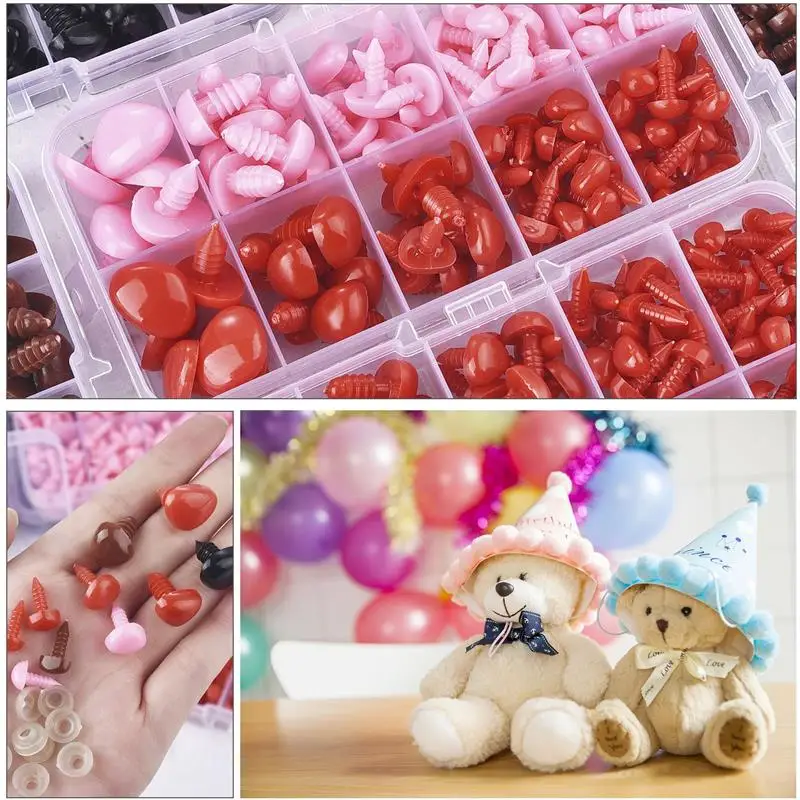 1 Box DIY Craft Eyes Noses Sets plastic safety eyes doll handmade accessories swing eyes doll eyes googly doll eyes plastic toy eyes safety eye tool craft supplies Plastic Colorful Safety Eyes Noses For Doll Craft DIY Making Tools