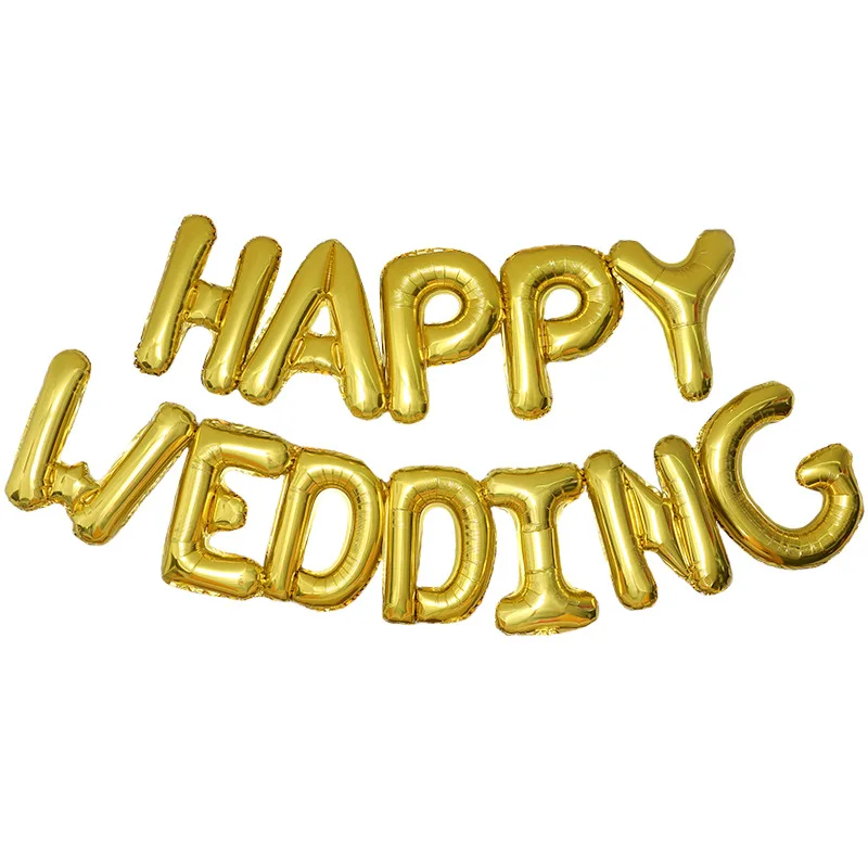 12 шт./лот, розовое золото, серебро, с надписью Happy Wedding, фольга, шарики Свадебные украшения вечерние принадлежности, девичник, вечерние украшения