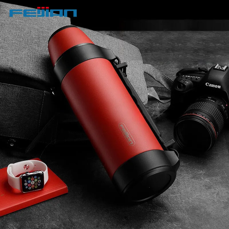 

Бутылка-термос FEIJIAN, вакуумная фляга из нержавеющей стали, дорожная кружка, портативная бутылка для воды, посуда для напитков большой емкост...