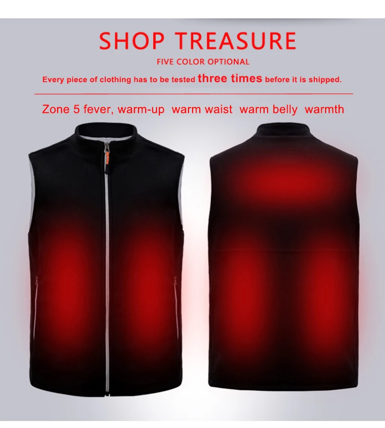 PARATAGO Winter Thermal Heating Vest Men Women Intelligent USB Infrared Heated Vest Battery Heated Jacket Hiking Coat P805