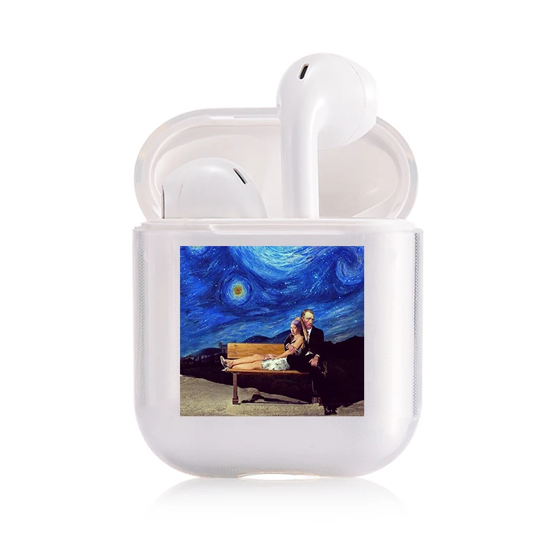 Забавный чехол знаменитостей для наушников Apple airpods, чехол Mona Lisa Jesus Van Gogh Bluetooth Pop AirPods, прозрачный жесткий чехол