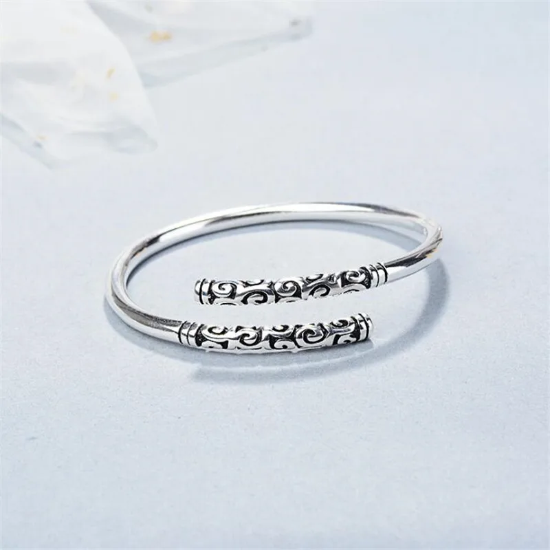 Новые простые креативные браслеты Wukong из стерлингового серебра 925 пробы, ювелирные изделия, модные именной обруч, Парные браслеты SB196 - Окраска металла: Black