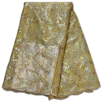 

classic all sequins french lace Super neat embroidery African tulle Korea mesh lace fabric 5 yards shiny high quality 01