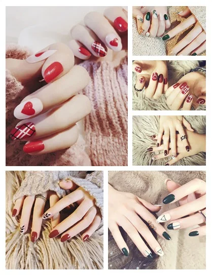 24pcs/set Simple Design Finished Fake Nails Short Size Full Nail Tips Patch Gradient Jump Color Lady Art Tool