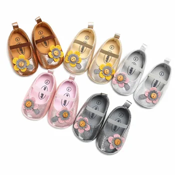

Baby Girl Flowers Shoes Spring/Autumn Red Color Princess Shoes Toddler Baby Girl Footwear Soft Sole First Walkers.DX231C
