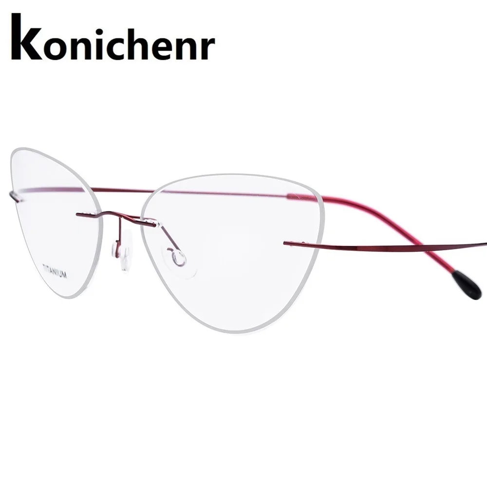 Konichenr оправа без оправы для очков для женщин из титанового сплава сверхлегкие очки для кошачьих глаз по рецепту оптическая Оправа очков для близорукости 20003