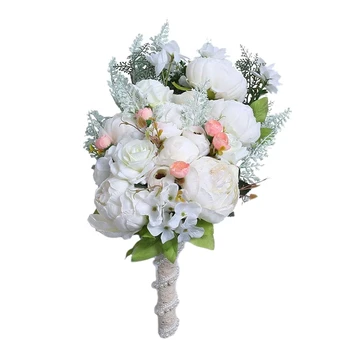 

Bridal Wedding Bouquet Romantic Handmade Artificial Peony Rose Pearl Suitable for Wedding Party Home Decor
