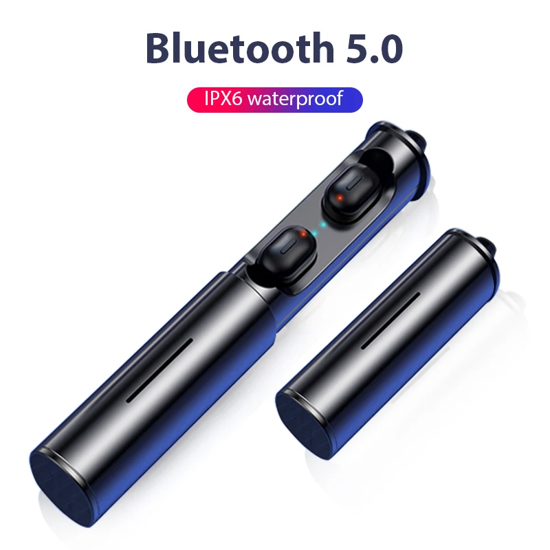 TWS Bluetooth наушники 5,0 настоящие беспроводные 3D стерео наушники с двойным микрофоном спортивные IPX6 водонепроницаемые наушники гарнитура для автоматического сопряжения