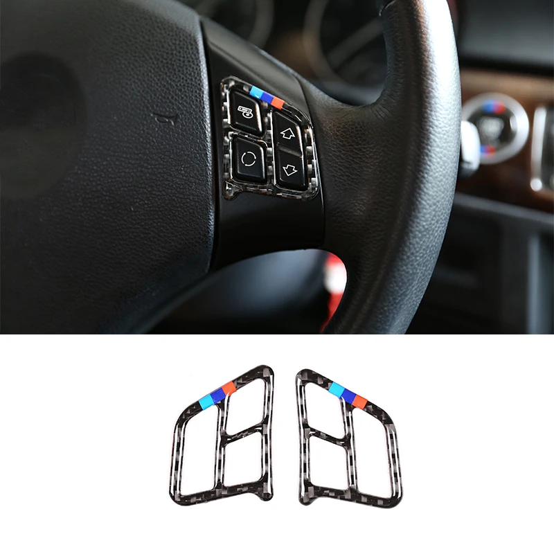 3D углеродное волокно руль кнопка рамки наклейки для BMW E90 3 серии 2005 2012 рулевое