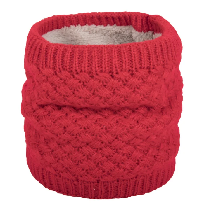 Модный теплый зимний шарф для женщин и мужчин, плотный флисовый внутренний шарф-снуд, шерстяной шарф-воротник, кольца, шарфы, эластичный вязаный шейный шарф - Цвет: Красный