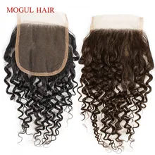 Бразильские кудрявые бразильские волосы Джерри 4x4 кружева закрытие ручной привязанный натуральный черный темно-коричневый не Реми человеческих волос расширение