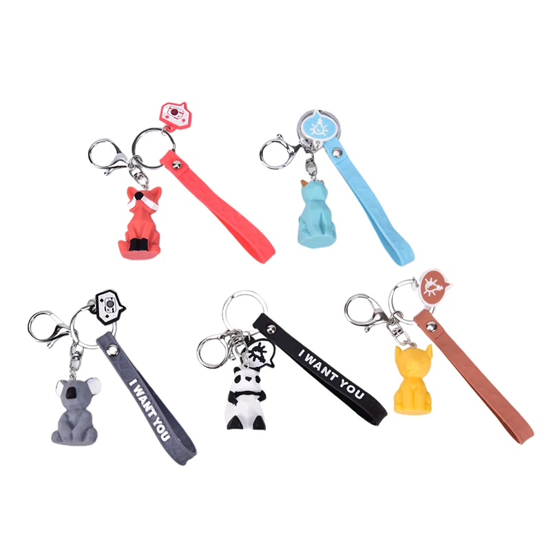 Hot Fashion Cartoon PU Key Chain Fashion Cute Animal Keychain Key Ring Creative Car Bag Phone Key Ring Gift