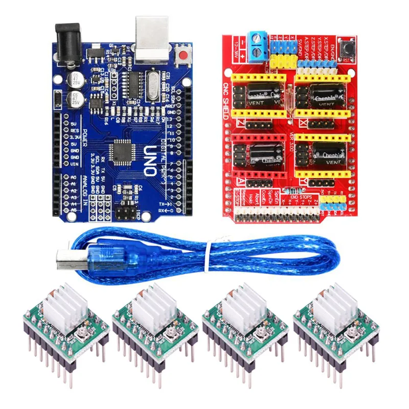 Плата расширения щит ЧПУ V3.0 + плата UNO R3 с usb для Arduino 4 шт. Драйвер шагового