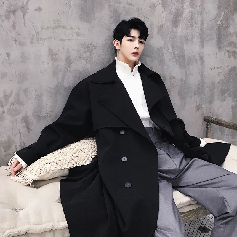 

Double Breasted Mens Long Trench Coat Men Coats British Style Overcoat abrigo hombre sobretudo masculino