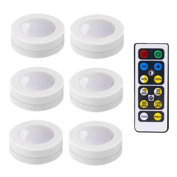 

Dimmable Wireless Puck led Under Cabinet light Remote Control Touch Sensor Warm White Closest Kitchen Bedroom stair indoor Light