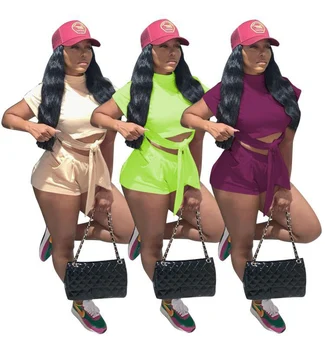 

2020 Summer New Suit European and American Women's Fashion Casual Two-Piece Set 3 Colors