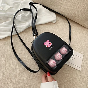 Черный Милая желтая утка прозрачный Ita Bookbags женские рюкзаки с мультяшным принтом женские Мини кожаные школьные сумки для девочек Pu Back Packs горячая распродажа - Цвет: Черный