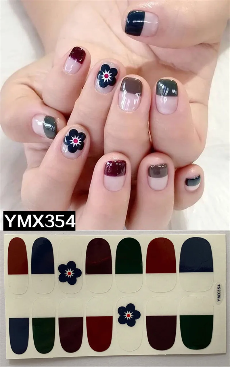 YMX354 1 лист красота полное покрытие DIY самоклеющиеся обертывания наклейки градиентный цвет блестящие наклейки для ногтей художественные Советы Маникюр украшения мода - Цвет: YMX354