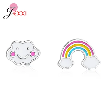

Ornaments Mini Rainbow Sugar Trendy Top Quality Ear Studs Lovely Flaky Clouds Fashion Accessories 925 Sterling Silver Earrings