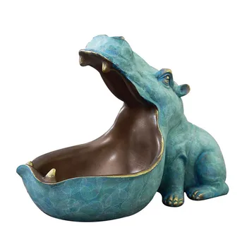 

Big Mouth Hippo Storage Figurine Key Bowl Resin Hippo Candy Dish Home Decor FP8